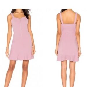 JOA Anthropology lilac 1/2 zip front textured tank dress ruffle hem bodycon SM